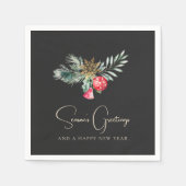 Serviette En Papier Élégant ornement rouge or fête de Noël moderne (Devant)