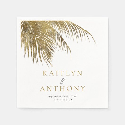 Serviette En Papier Elégant Palm Tree Plage Tropical Mariage (Devant)