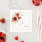 Serviette En Papier Élégant Pampas Grass Terracotta Floral Mariage (En situation)