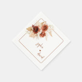 Serviette En Papier Élégant Pampas Grass Terracotta Floral Mariage (Coin)