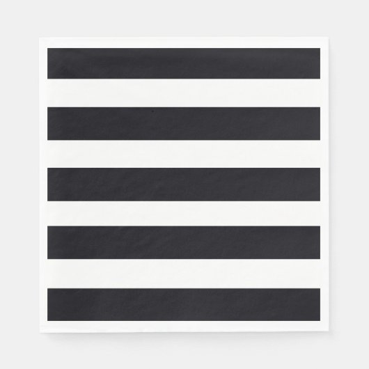 Serviette En Papier Élégant papier chic rayé noir et blanc (Devant)