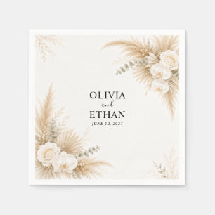 Serviette En Papier Élégant Papier Cocktail de Mariage Orchidée Blanch
