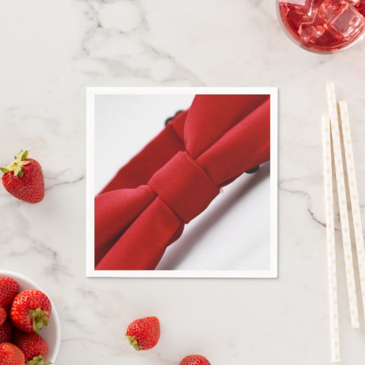 Serviette En Papier Élégant papier Cravate Bow rouge Napkin (En situation)