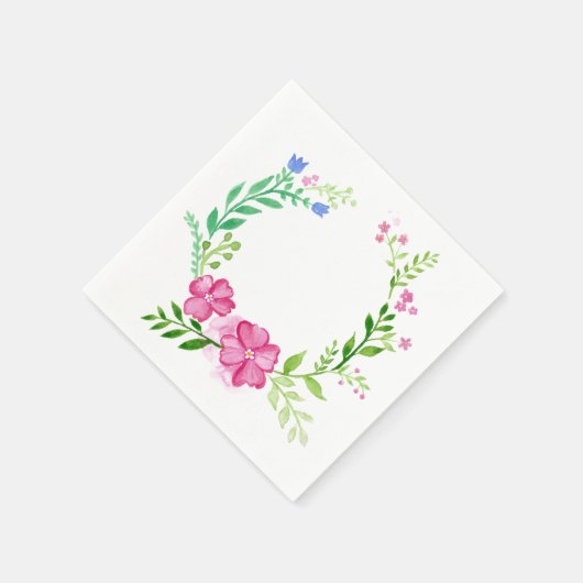 Serviette En Papier Élégant papier de couronne de fleurs rose (Coin)