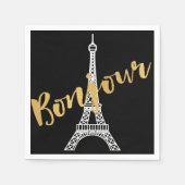 Serviette En Papier Élégant papier de la tour Eiffel Bonjour (Devant)