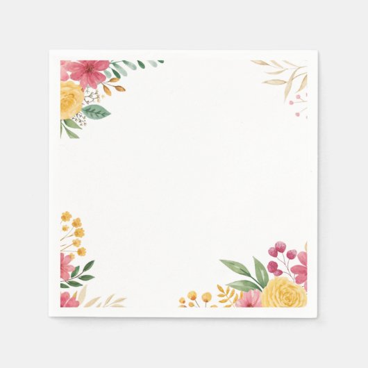 Serviette En Papier Élégant papier floral double nom (Devant)