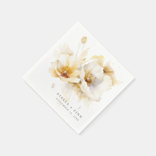 Serviette En Papier Élégant papier Mariage blanc jaune or (Coin)