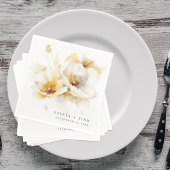 Serviette En Papier Élégant papier Mariage blanc jaune or