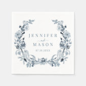 Serviette En Papier Élégant papier Mariage de  gris-bleu (Devant)