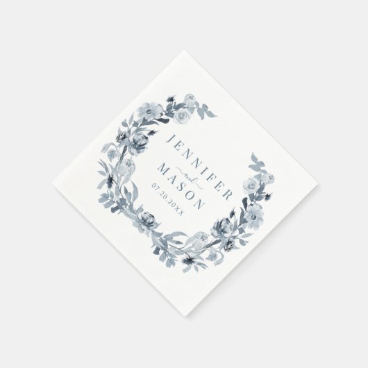Serviette En Papier Élégant papier Mariage de gris-bleu (Coin)