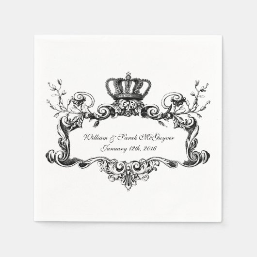 Serviette En Papier Élégant Papier Mariage Regal (Devant)