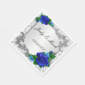 Serviette En Papier Élégant papier Mariage Rose bleu Naples (Coin)