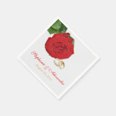 Serviette En Papier Élégant papier Mariage Rose rouge serviettes (Coin)