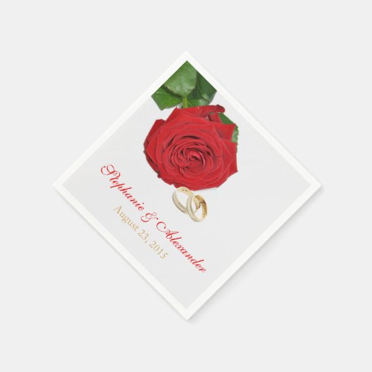 Serviette En Papier Élégant papier Mariage Rose rouge serviettes (Coin)