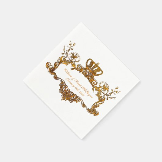 Serviette En Papier Élégant Papier texte Regal Mariage Gold (Coin)