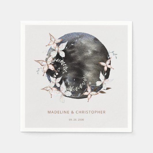 Serviette En Papier Élégant papillon céleste Enregistrer le Mariage de (Devant)