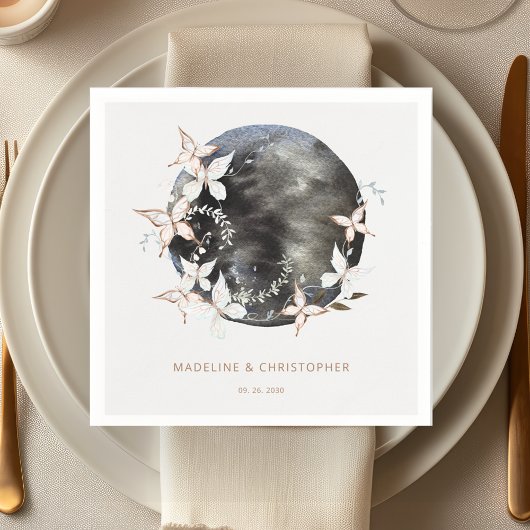 Serviette En Papier Élégant papillon céleste Enregistrer le Mariage de