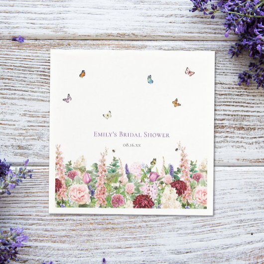 Serviette En Papier Élégant Papillon Floral Fête de Mariage