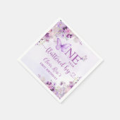 Serviette En Papier Elégant papillon violet 1er anniversaire fête (Coin)