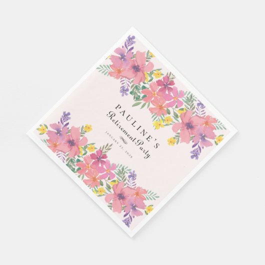Serviette En Papier Élégant Parti de retraite Florale Rose violet (Coin)