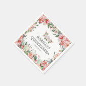 Serviette En Papier Élégant Parti Floral Rose Quinceañera (Coin)