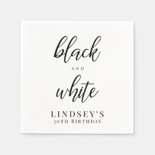 Serviette En Papier Élégant parti noir et blanc
