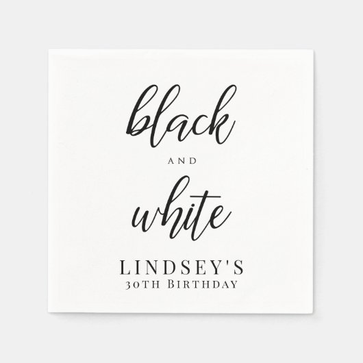 Serviette En Papier Élégant parti noir et blanc (Devant)