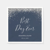 Serviette En Papier Elégant Parties scintillant Argent Confetti Mariag (Devant)