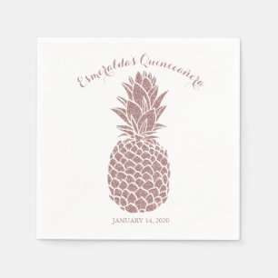 Serviette En Papier Élégant Parties scintillant rose Ananas Quinceaner