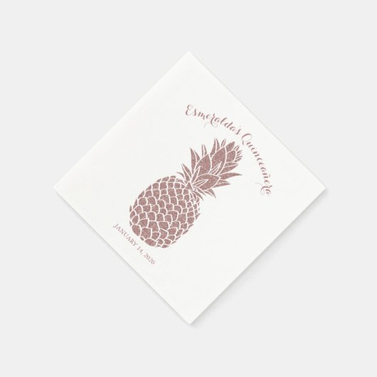 Serviette En Papier Élégant Parties scintillant rose Ananas Quinceaner (Coin)