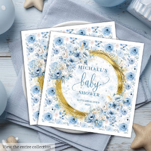 Serviette En Papier Elégant pastel bleu rose or baby shower garçon