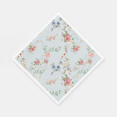 Serviette En Papier Elégant Pastel Boho Aquarelle Floral (Coin)