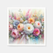 Serviette En Papier Elegant Pastel Colors Watercolour Aquarell Flowers (Devant)