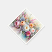 Serviette En Papier Elegant Pastel Colors Watercolour Aquarell Flowers (Coin)