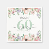 Serviette En Papier Elegant Pastel Floral 60th Birthday Party (Devant)
