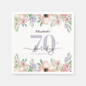 Serviette En Papier Elegant Pastel Floral 70th Birthday Party (Devant)