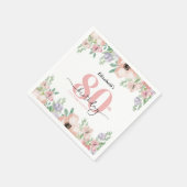 Serviette En Papier Elegant Pastel Floral 80th Birthday Party (Coin)