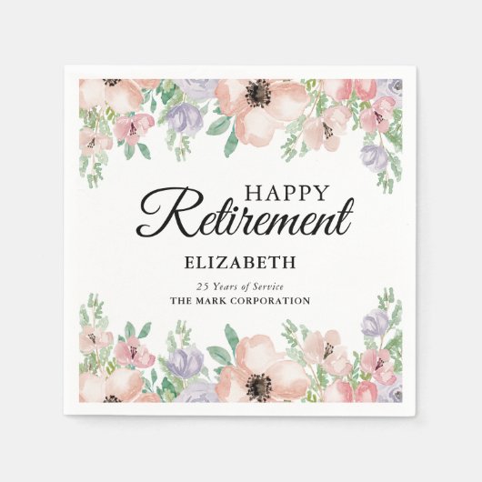 Serviette En Papier Élégant Pastel Floral Retraite Party (Devant)