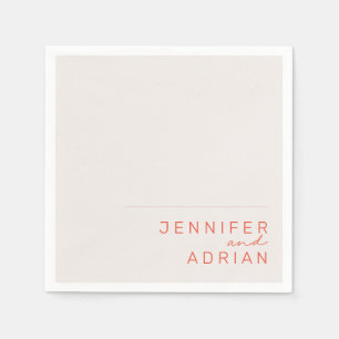 Serviette En Papier Elégant Pastel Minimal Blanc et Rouge Mariage mode