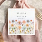 Serviette En Papier Élégant Pastel rose Fleur sauvage Mariage