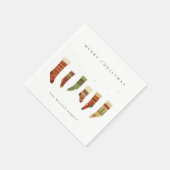 SERVIETTE EN PAPIER ÉLÉGANT PASTEL ROUGE ÉTOILE ÉTOILE VERT CHIRSTMAS  (Coin)