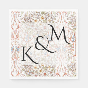 Serviette En Papier Élégant Pastel Vintage Arc Floral Mariage
