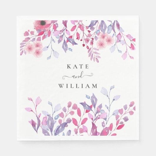 Serviette En Papier Élégant pays violet Fleurs sauvages Floral (Devant)