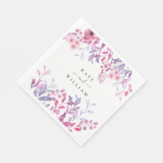 Serviette En Papier Élégant pays violet Fleurs sauvages Floral (Coin)