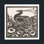 SERVIETTE EN PAPIER ÉLÉGANT PEACOCK BLANC NOIR<br><div class="desc">Elegant Art Nouveau Peacock in black and white</div>