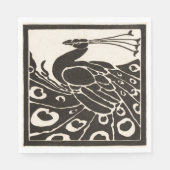 SERVIETTE EN PAPIER ÉLÉGANT PEACOCK BLANC NOIR (Devant)