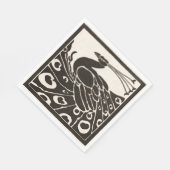 SERVIETTE EN PAPIER ÉLÉGANT PEACOCK BLANC NOIR (Coin)