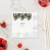 Serviette En Papier Élégant Peacock Feather Mariage serviettes (En situation)