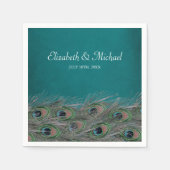 Serviette En Papier Elégant Peacock Feathers Mariage personnalisé (Devant)