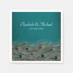 Serviette En Papier Elégant Peacock Feathers Mariage personnalisé